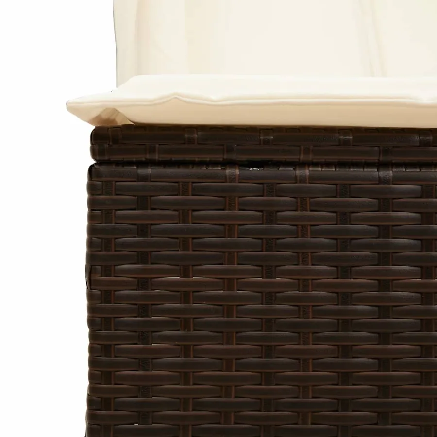 Chaise longue double avec toit et rideaux marron résine tressée - 8