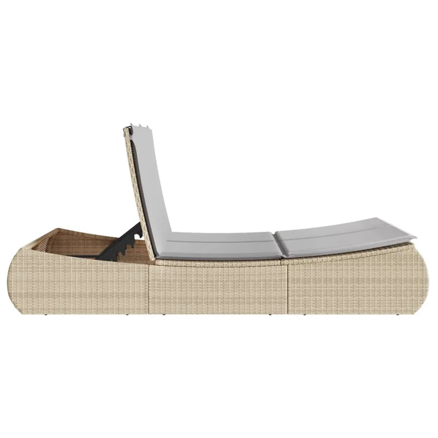 Chaise longue double avec coussins beige résine tressée - 5
