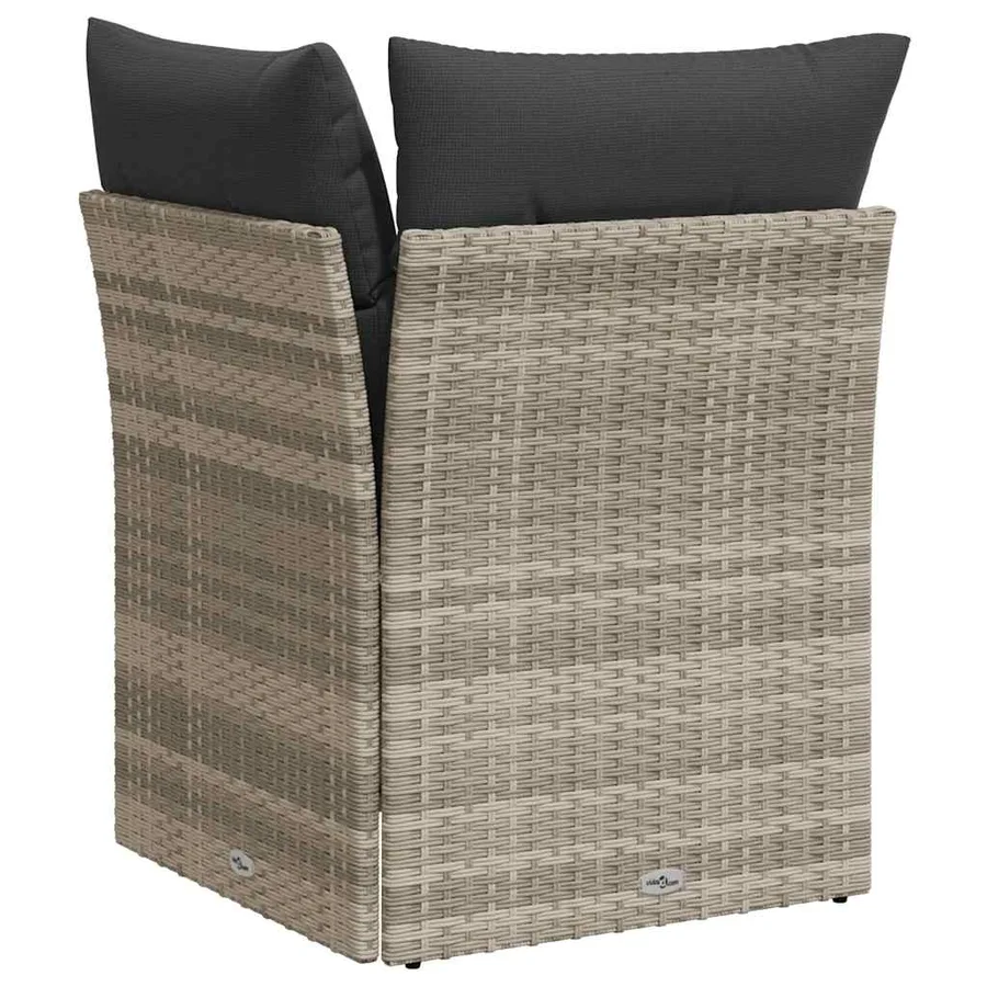 Canapé d'angle de jardin et coussins gris clair résine tressée - 6
