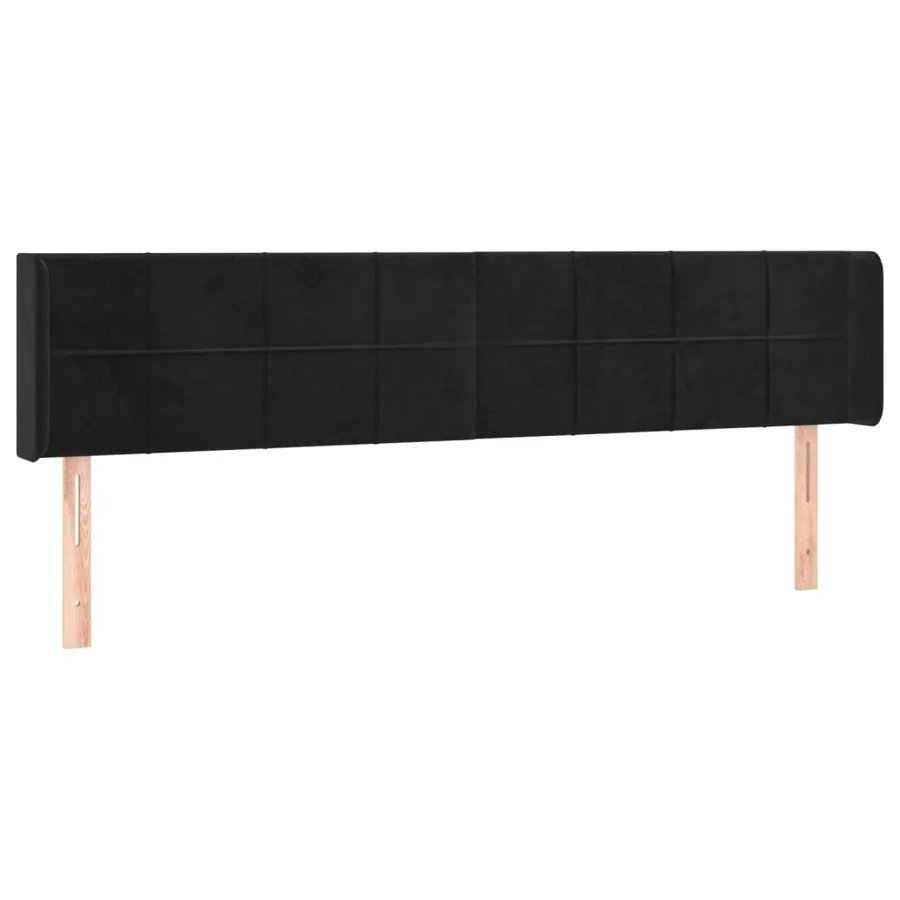 Tête de lit avec oreilles Noir 163x16x78/88 cm Velours - 2