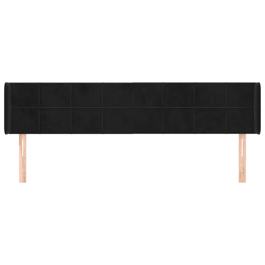 Tête de lit avec oreilles Noir 163x16x78/88 cm Velours - 3