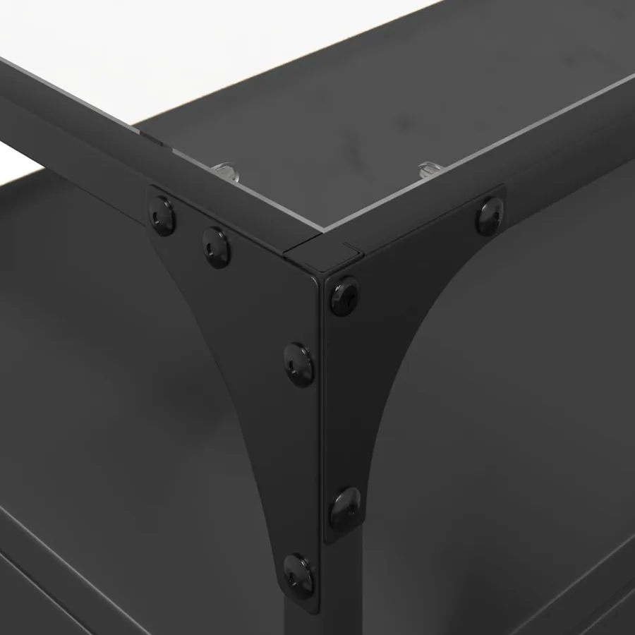 Meuble TV et dessus en verre noir 80x35x51 cm bois d'ingénierie - 8