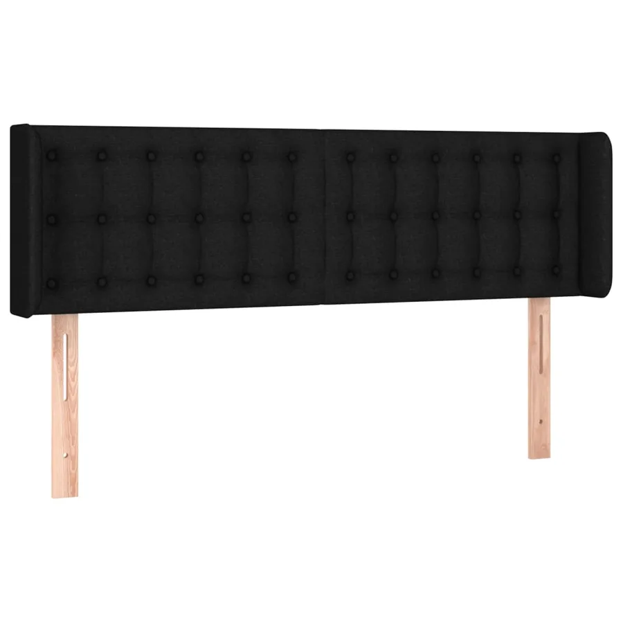 Tête de lit avec oreilles Noir 147x16x78/88 cm Tissu - 2