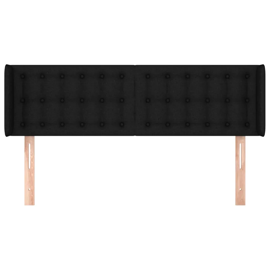 Tête de lit avec oreilles Noir 147x16x78/88 cm Tissu - 3