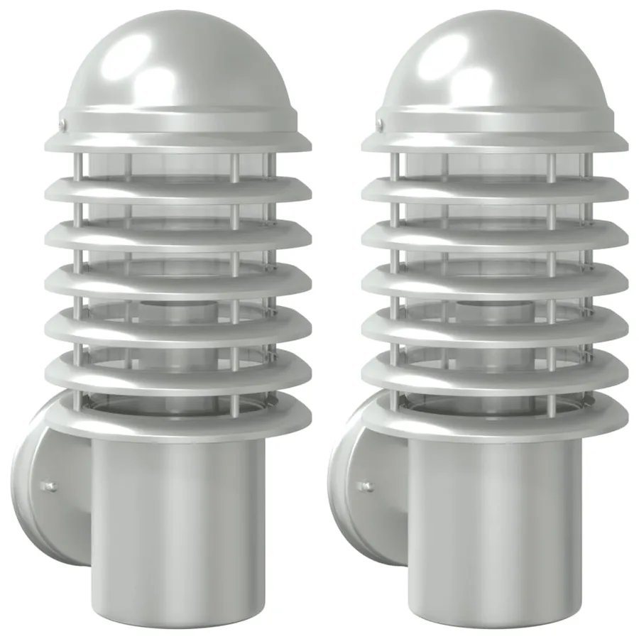 Appliques murales d'extérieur 2pcs argenté acier inoxydable - 2
