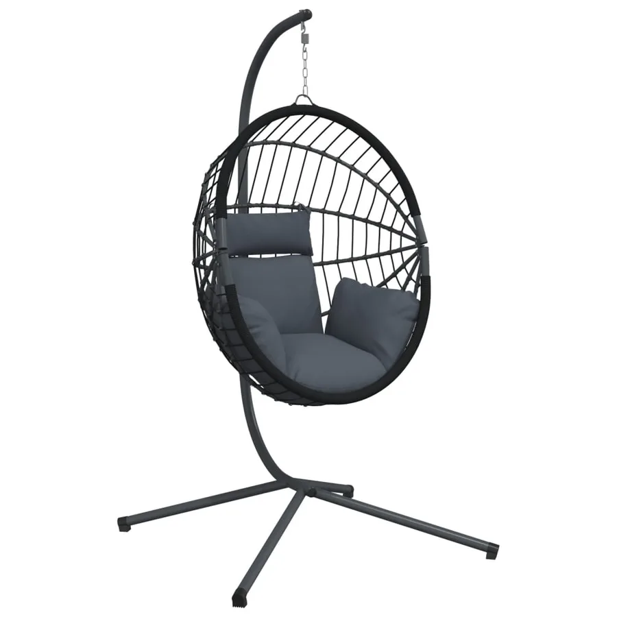 Chaise suspendue en forme d'œuf avec support anthracite - 2