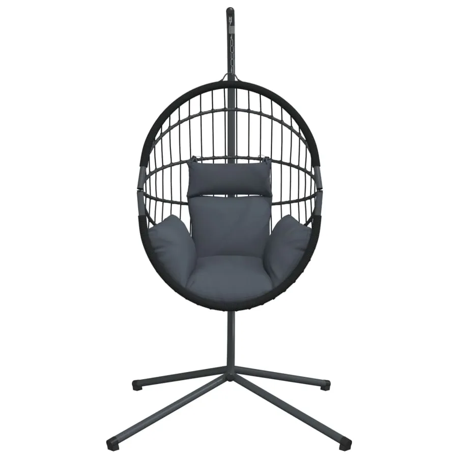 Chaise suspendue en forme d'œuf avec support anthracite - 4