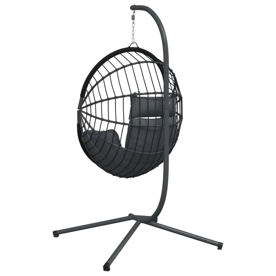 Chaise suspendue en forme d'œuf avec support anthracite - 6