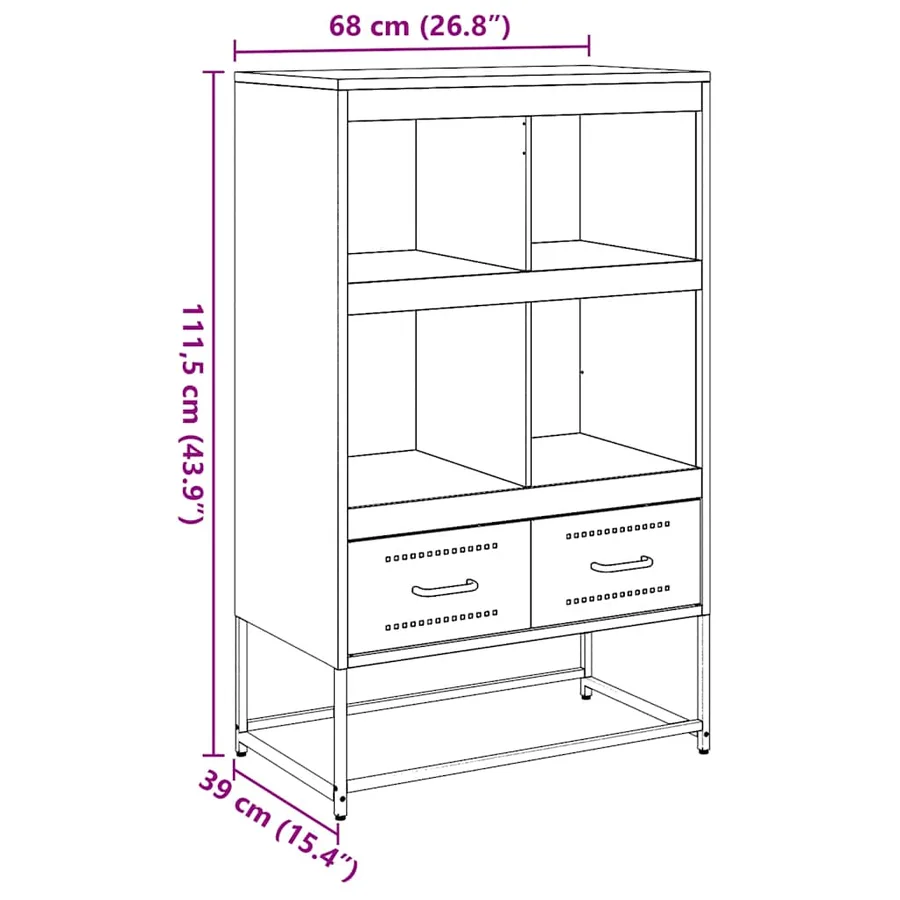 Buffet haut anthracite 68x39x111,5 cm acier - 12