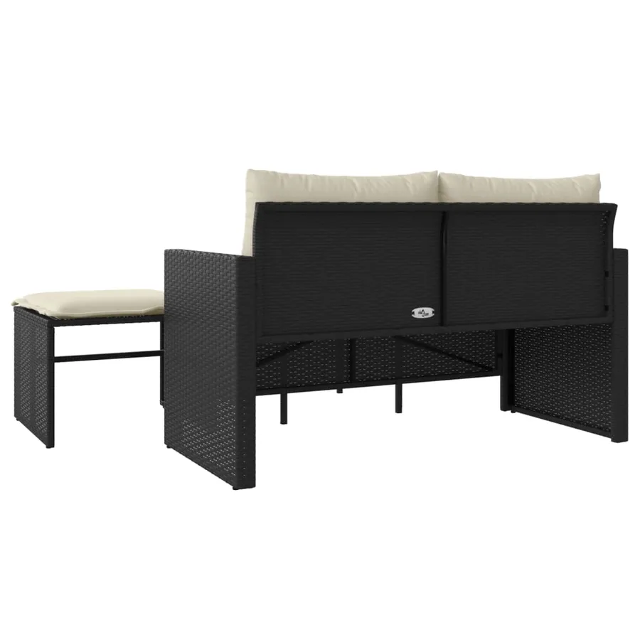 Salon de jardin 3 pcs avec coussins noir résine tressée - 7