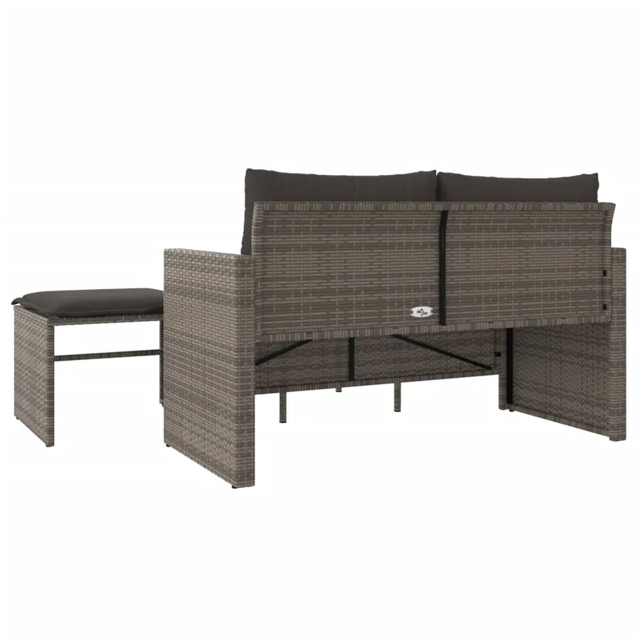 Salon de jardin avec coussins 3 pcs gris résine tressée - 7
