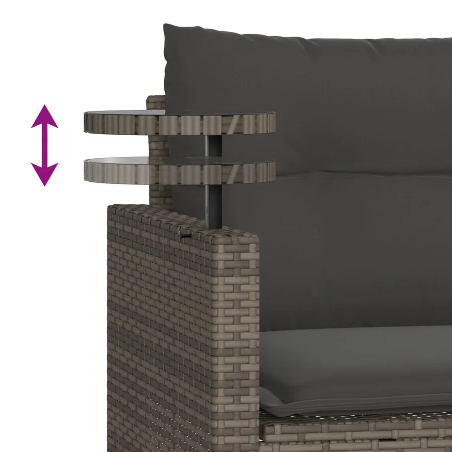 Salon de jardin avec coussins 3 pcs gris résine tressée - 8