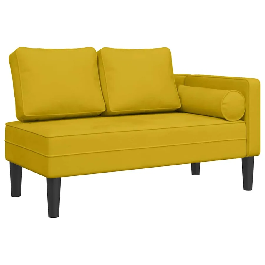 Chaise longue avec coussins jaune velours - 2