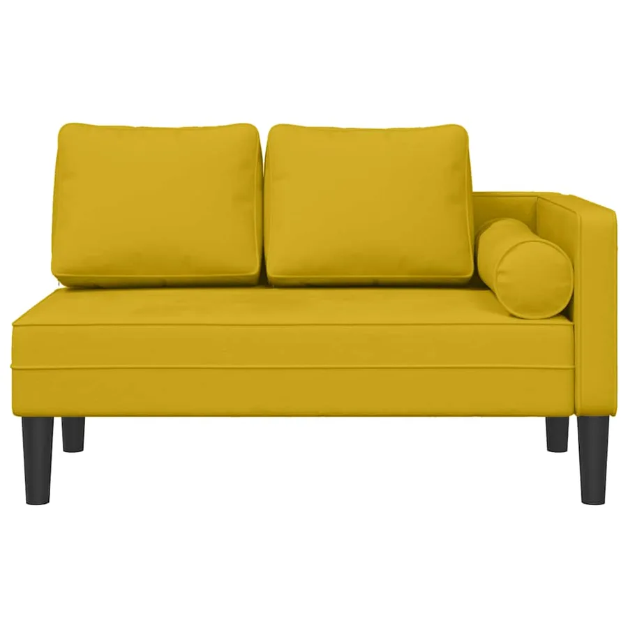 Chaise longue avec coussins jaune velours - 3