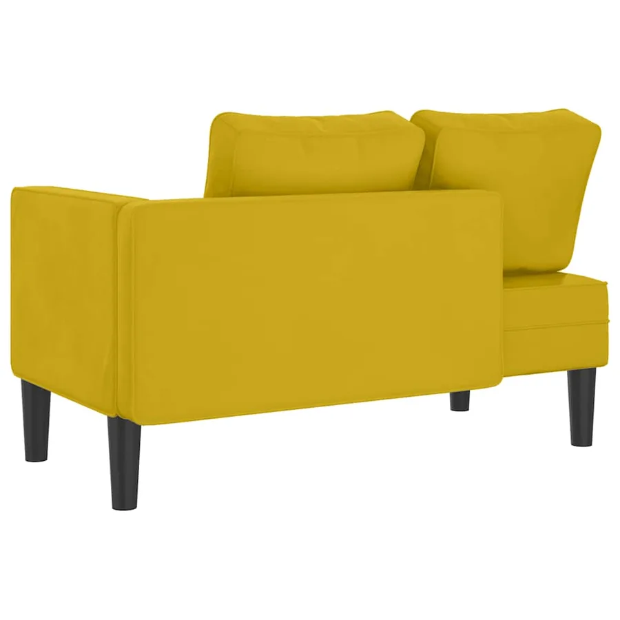 Chaise longue avec coussins jaune velours - 5