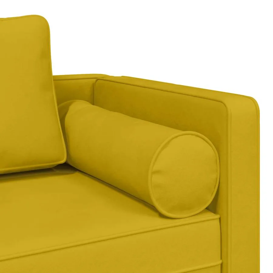 Chaise longue avec coussins jaune velours - 6