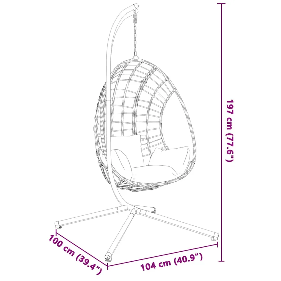 Support de chaise suspendue en forme d'œuf sans panier noir acier - 6