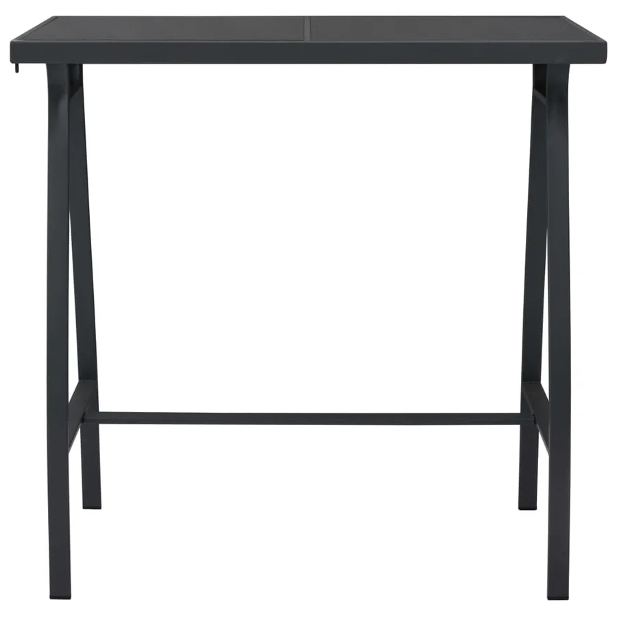 Table de bar de jardin Noir 110x60x110 cm Verre trempé - 2