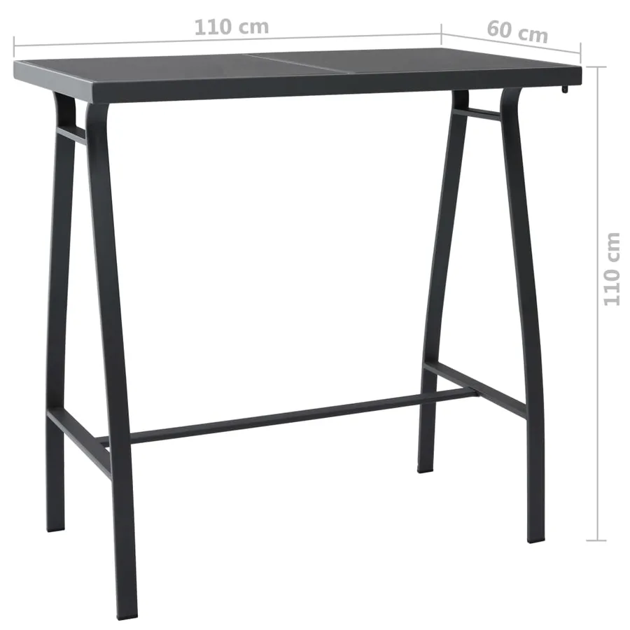 Table de bar de jardin Noir 110x60x110 cm Verre trempé - 5