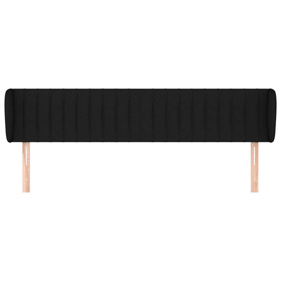 Tête de lit avec oreilles Noir 203x23x78/88 cm Tissu - 3