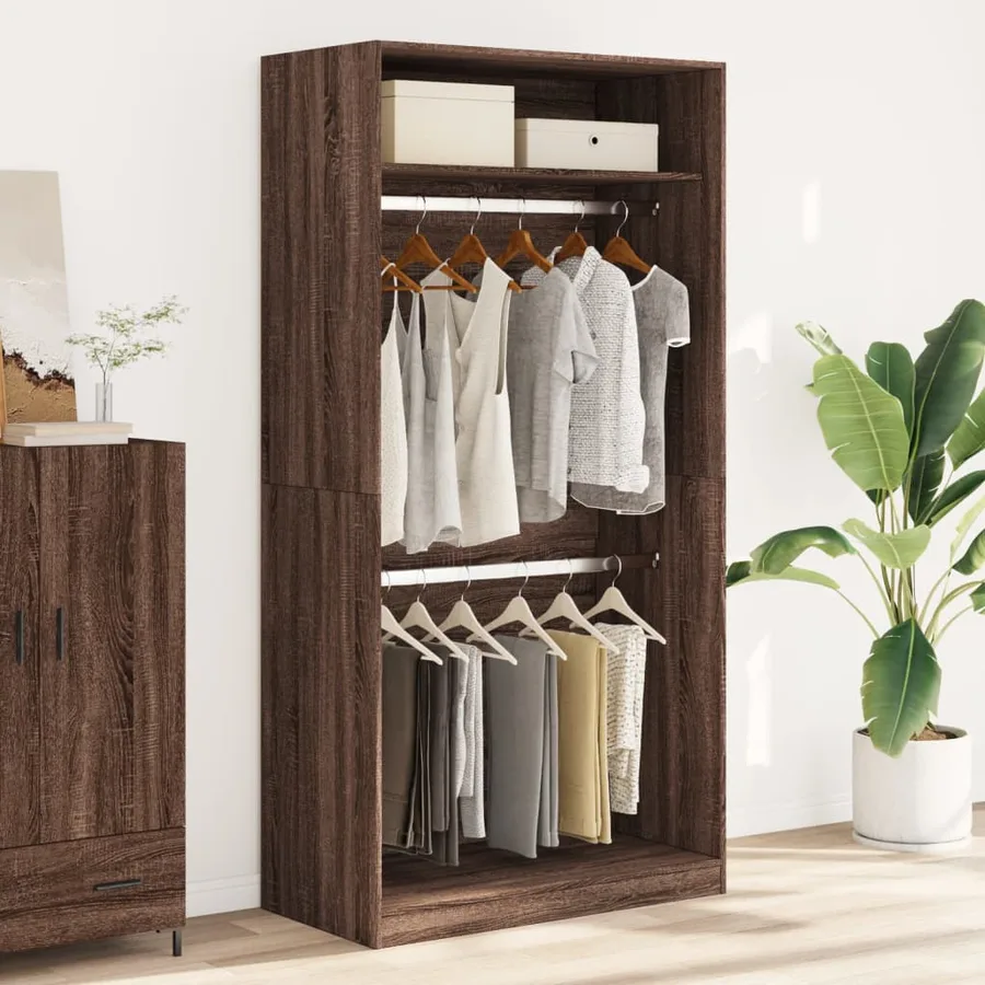 Garde-robe chêne marron 100x50x200 cm bois d'ingénierie - 3