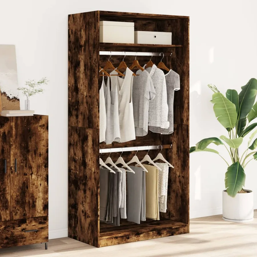 Garde-robe chêne fumé 100x50x200 cm bois d'ingénierie - 3