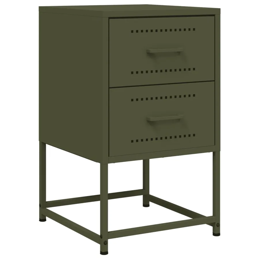 Table de chevet vert olive 36x39x60,5 cm acier - 2
