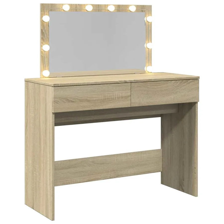 Coiffeuse avec LED chêne sonoma 100x40x120 cm - 8