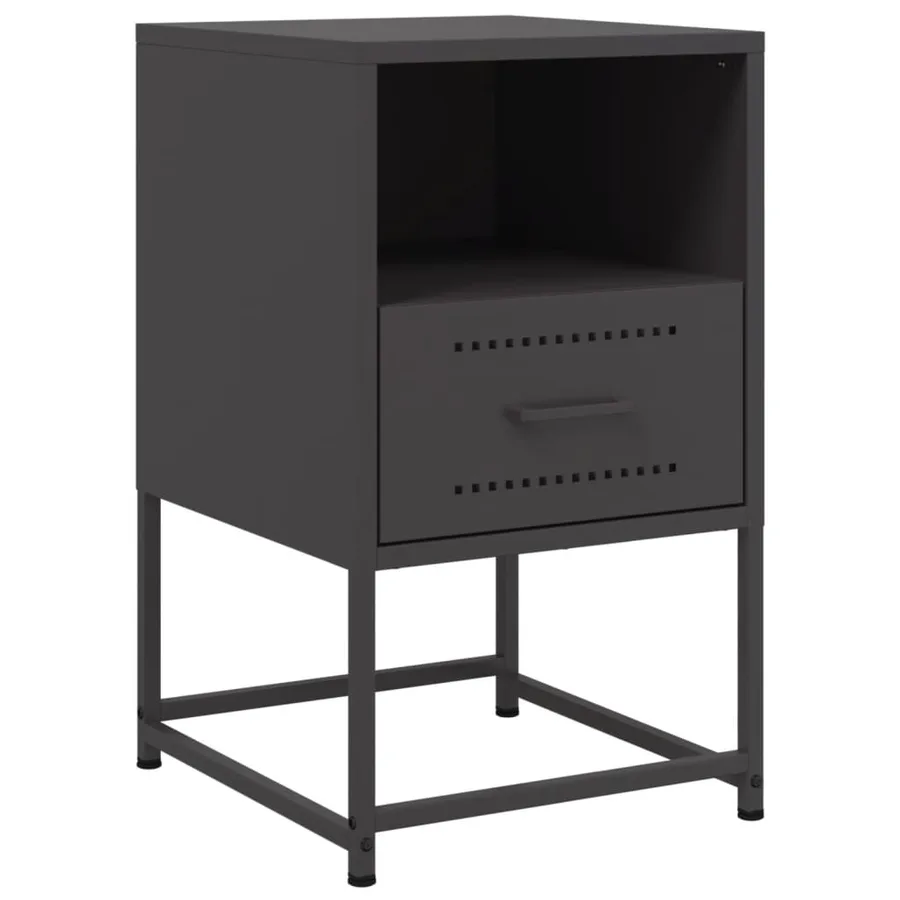 Table de chevet noir 36x39x60,5 cm acier - 2