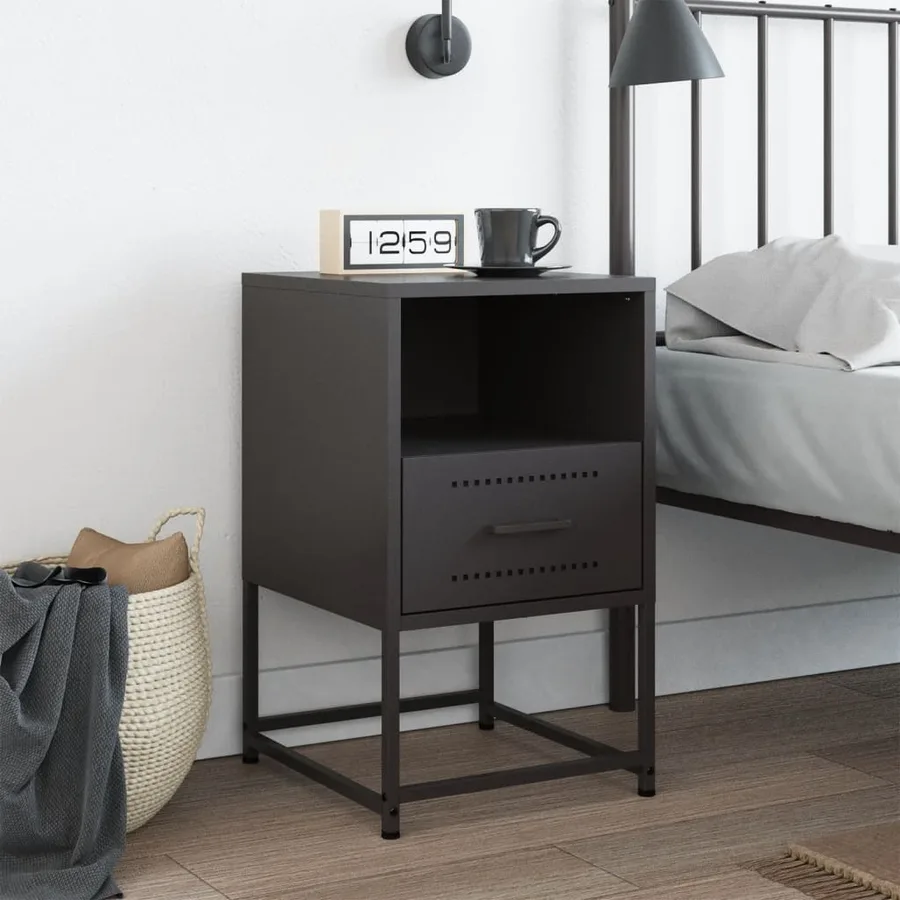 Table de chevet noir 36x39x60,5 cm acier - 3