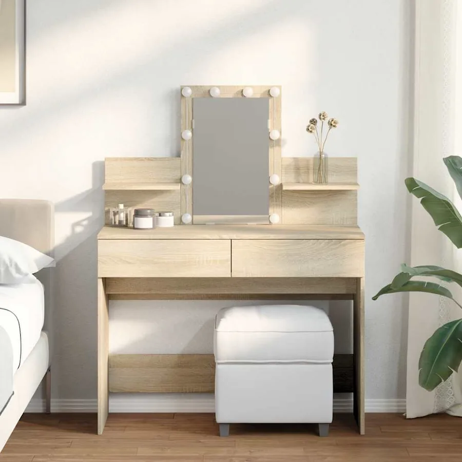 Coiffeuse avec LED chêne sonoma 100x40x130 cm
