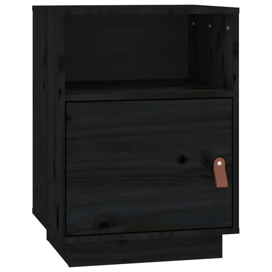 Table de chevet Noir 40x34x55 cm Bois de pin massif - 2