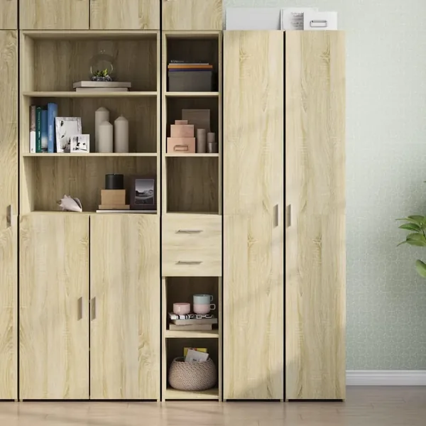 Buffet haut chêne sonoma 30x42,5x185 cm bois d'ingénierie