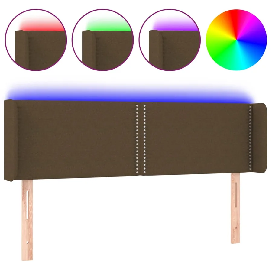 Tête de lit à LED Marron foncé 147x16x78/88 cm Tissu - 2