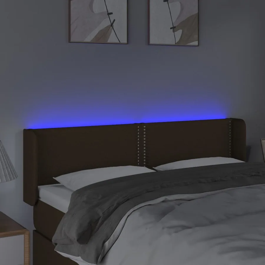 Tête de lit à LED Marron foncé 147x16x78/88 cm Tissu - 4