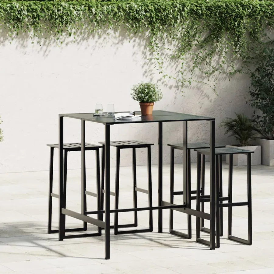 Table de bar noir 100x100x110 cm acier enduit de poudre - 3