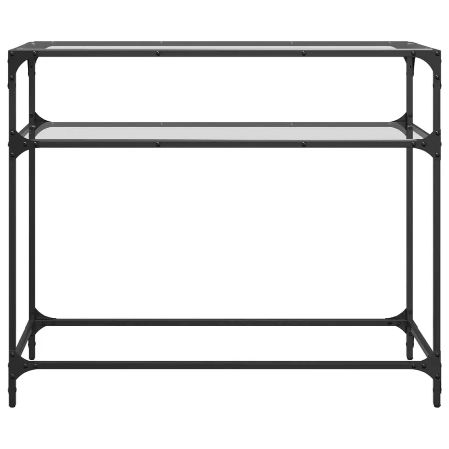 Table console avec dessus en verre transparent 98x35x81cm acier - 4