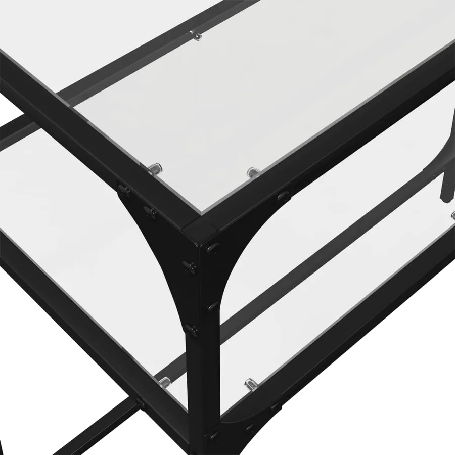 Table console avec dessus en verre transparent 98x35x81cm acier - 7