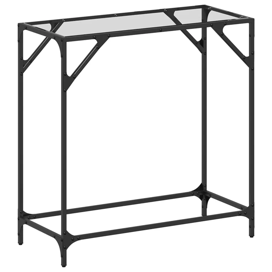 Table console avec dessus en verre transparent 80x35x81cm acier - 2