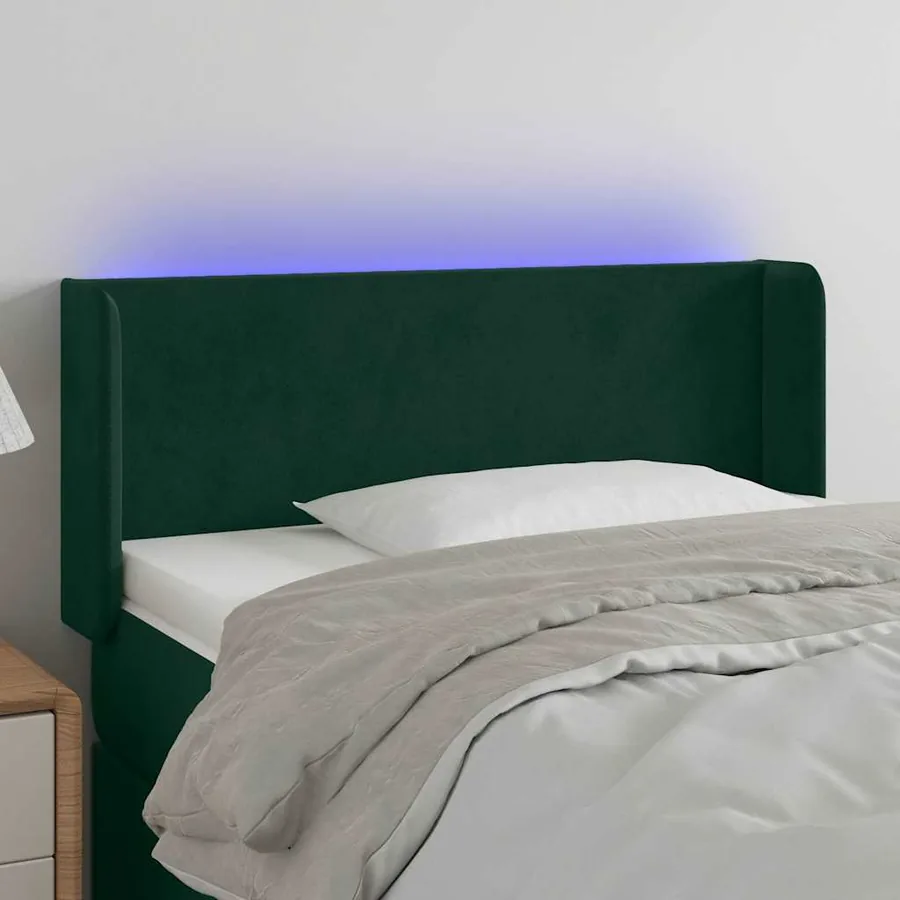 Tête de lit à LED Vert foncé 83x16x78/88 cm Velours