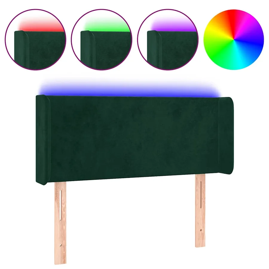 Tête de lit à LED Vert foncé 83x16x78/88 cm Velours - 2