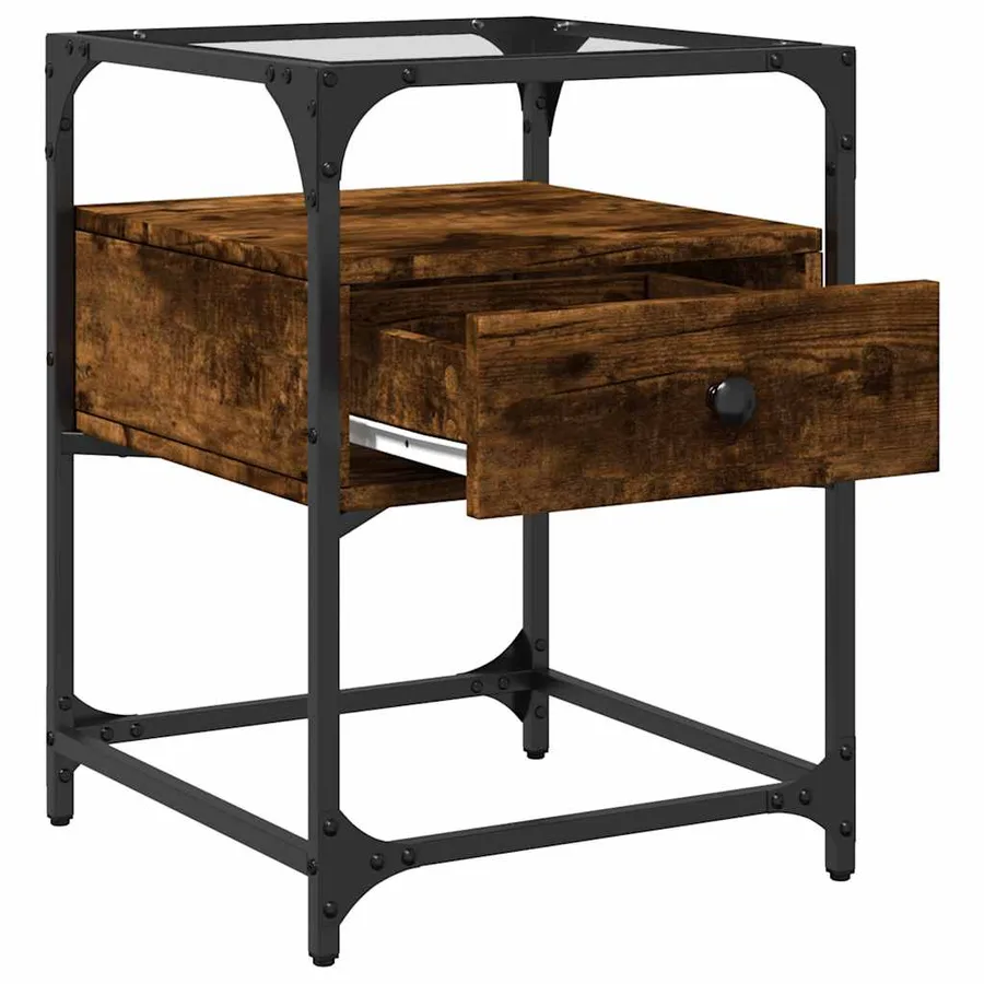 Tables de chevet 2 pcs chêne fumé 40x40x55 cm bois d'ingénierie - 8