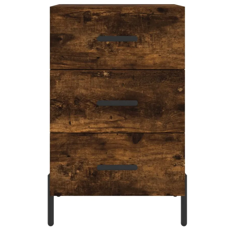 Table de chevet chêne fumé 40x40x66 cm bois d'ingénierie - 5