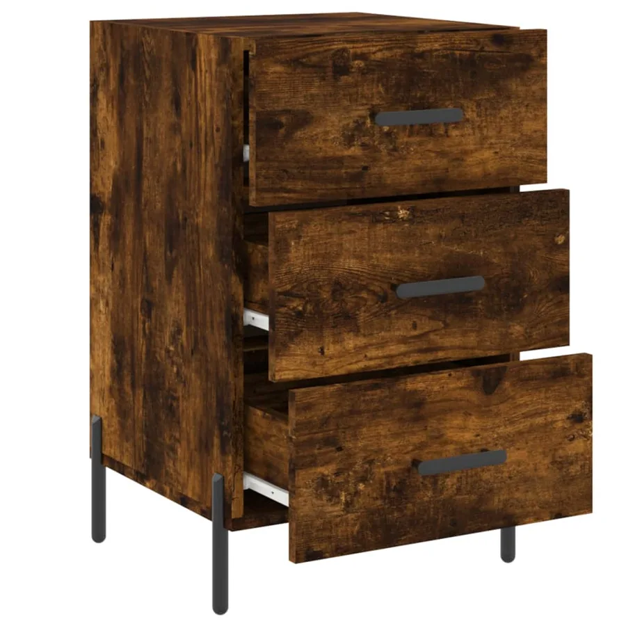 Table de chevet chêne fumé 40x40x66 cm bois d'ingénierie - 7