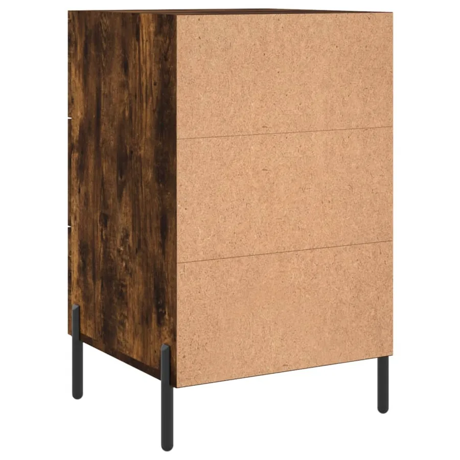 Table de chevet chêne fumé 40x40x66 cm bois d'ingénierie - 8
