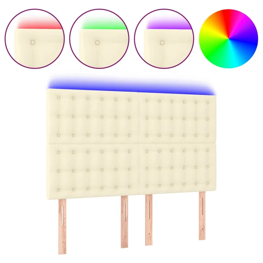 Tête de lit à LED Crème 144x5x118/128 cm Similicuir - 2