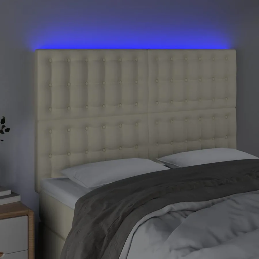 Tête de lit à LED Crème 144x5x118/128 cm Similicuir - 3