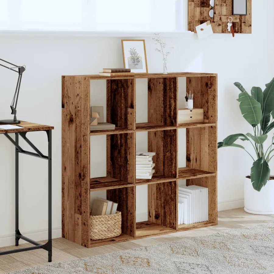 Bibliothèque vieux bois 102x32x102 cm bois d'ingénierie - 3