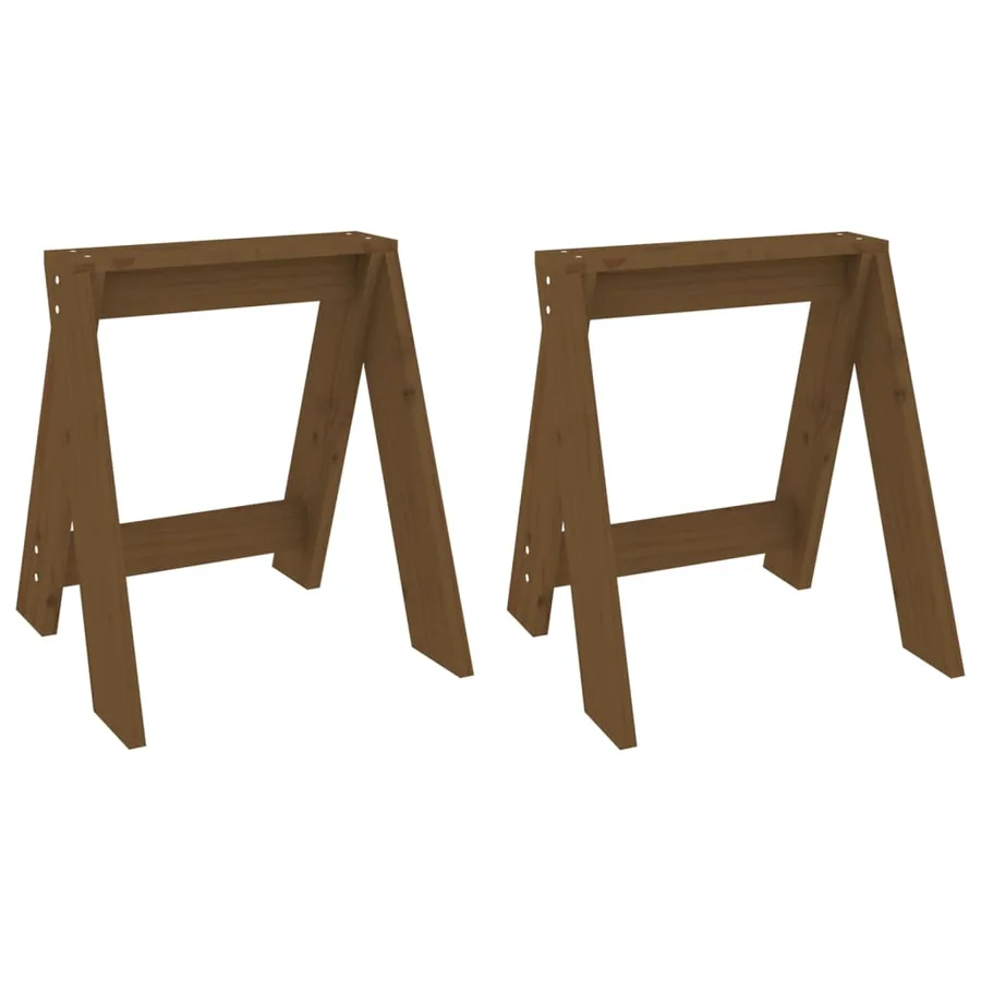 Tabourets lot de 2 marron miel 40x40x45 cm bois massif de pin - 2