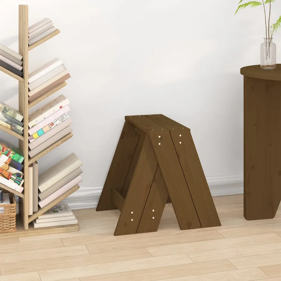 Tabourets lot de 2 marron miel 40x40x45 cm bois massif de pin - 3